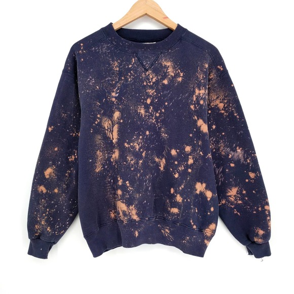 Bleach Tie Dye Shirt Purple Bleached Sweatshirt Black Sweater